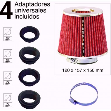 Filtro A Fungo Con Riduzioni Da 60 65 70 77 Mm Rosso