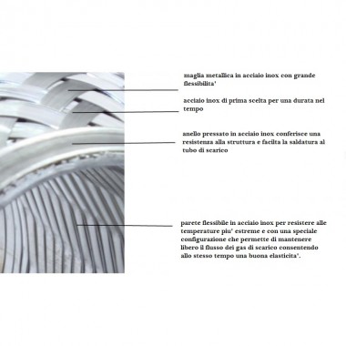 Flessibile Inox 63 mm  lunghezza 100 mm per linea di scarico