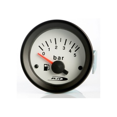 Manometro pressione benzina analogico Road Italia 0 - 5 bar fondo bianco