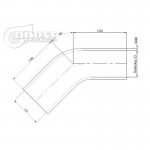 Curva riduzione 45° 60 - 51 mm  in silicone blu Curva riduzione 45° 60 - 51 mm  in silicone blu