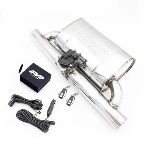 Silenziatore ovale in acciaio inox da 76 mm con elettrovalvola a destra - lunghezza carcassa 350 mm