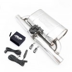 Silenziatore ovale in acciaio inox da 76 mm con elettrovalvola a destra - lunghezza carcassa 350 mm