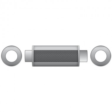 Silenziatore sportivo diretto RM01 in acciaio inox universale da 76 mm - lunghezza carcassa 300 mm - diametro esterno 130 mm