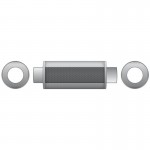 Silenziatore sportivo diretto RM01 in acciaio inox universale da 76 mm - lunghezza carcassa 350 mm - diametro esterno 130 mm Silenziatore sportivo diretto RM01 in acciaio inox universale da 76 mm - lunghezza carcassa 350 mm - diametro esterno 130 mm