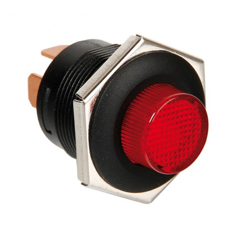 Interruttore on - off a pulsante con spia a Led - 12/24V - rosso