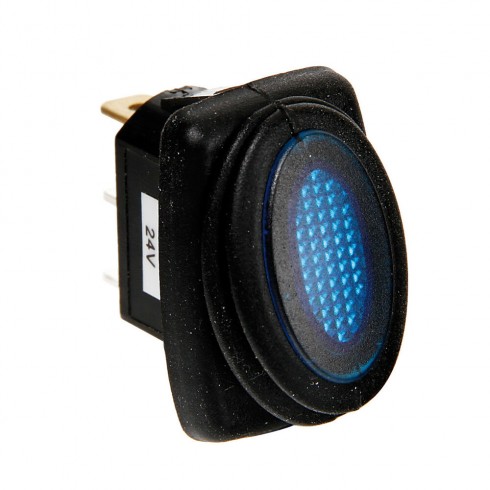 Micro interruttore impermeabile con spia a Led - 12/24V - Blu - incasso 23x12 mm