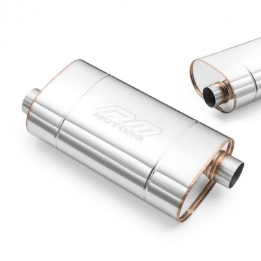 Silenziatore sportivo ovale RM03 in acciaio inox universale da 76 mm - lunghezza carcassa 300 mm - diametro esterno 130 x 220 m